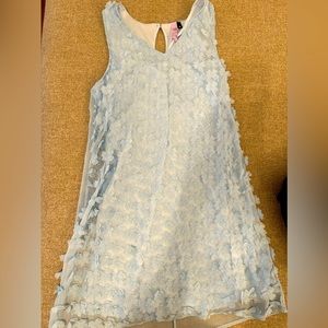 Medium Light Blue Flowered Midi Spring Dress